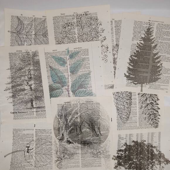 Tree Vintage Dictionary Prints, Flora Prints, Book Page Prints, Nature Decor - Picture 1 of 9